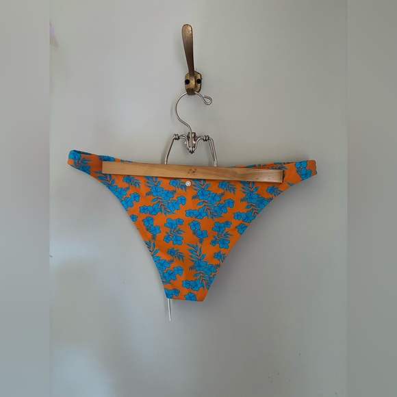 Rhythm Viva Tropical Orange Floral Print Triangle Bikini Bottoms Size XL - Picture 3 of 5
